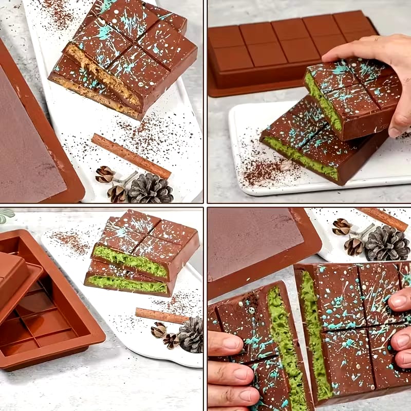 Large Rectangular Chocolate Bar Silicone Mold Chocolate Kunafa Candy Dessert Brownie