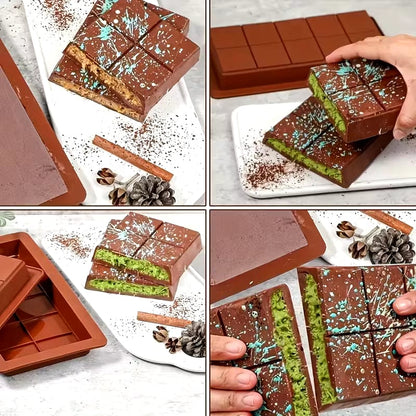 Large Rectangular Chocolate Bar Silicone Mold Chocolate Kunafa Candy Dessert Brownie