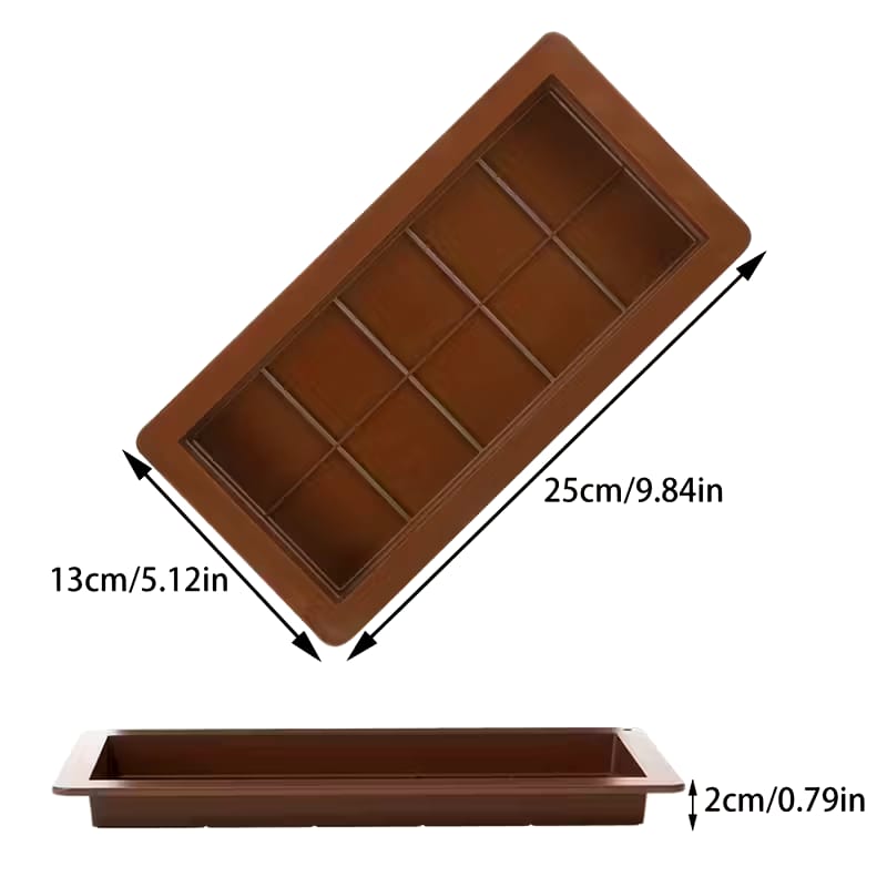 Large Rectangular Chocolate Bar Silicone Mold Chocolate Kunafa Candy Dessert Brownie