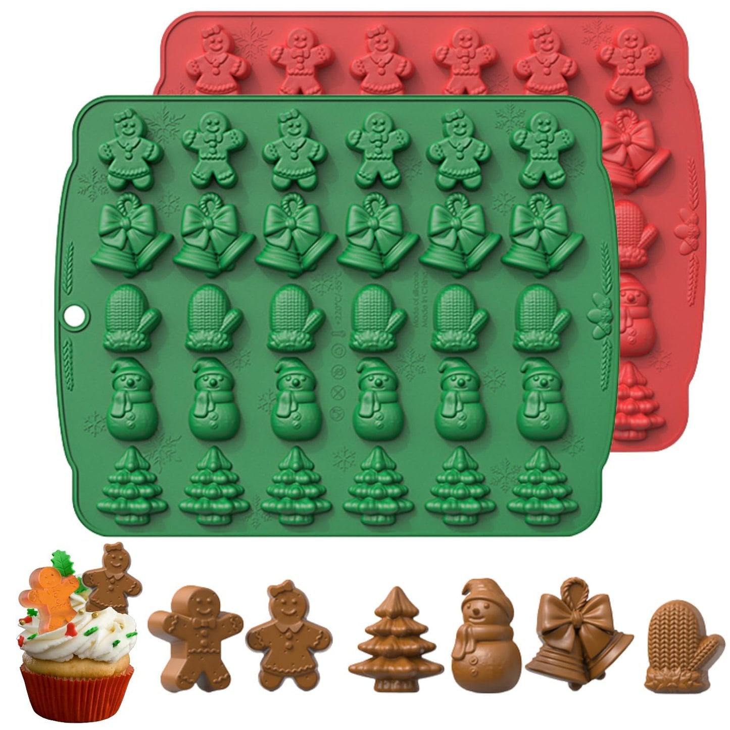 30 Cavity Multi Shape Christmas Theme Silicone Chocolate Candle Mold