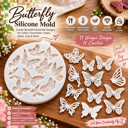 Butterfly Silicone Mould for Cake Decoration Chocolate Candy Soap Candle