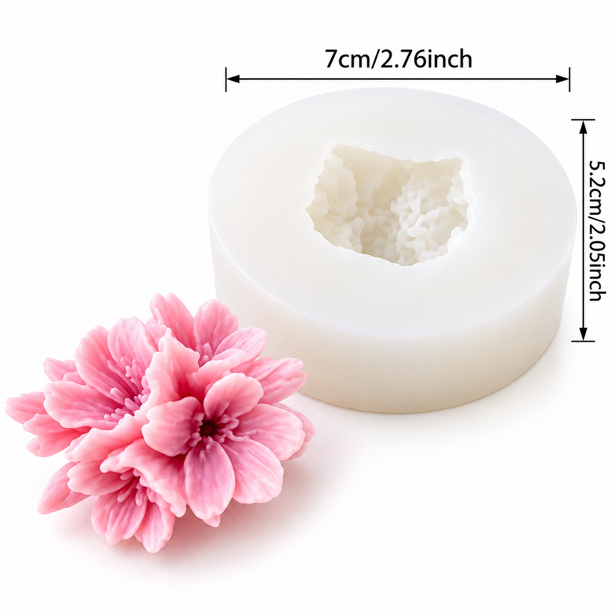 3D Cherry Blossom Flower Silicone Mould for Candle Making Soap Resin Art & DIY Crafts