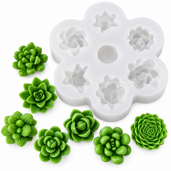 7 Cavity 3D Succulent Silicone Mould for Candle Making Soap Making Resin Art