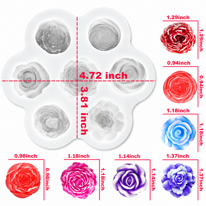 7 Cavity 3D Rose Flower Silicone Mould for Candle Making Soap Making Resin Art