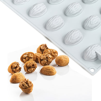 18 Cavity Walnut Shape Silicone Mould for Chocolate Cookies Candy Baking