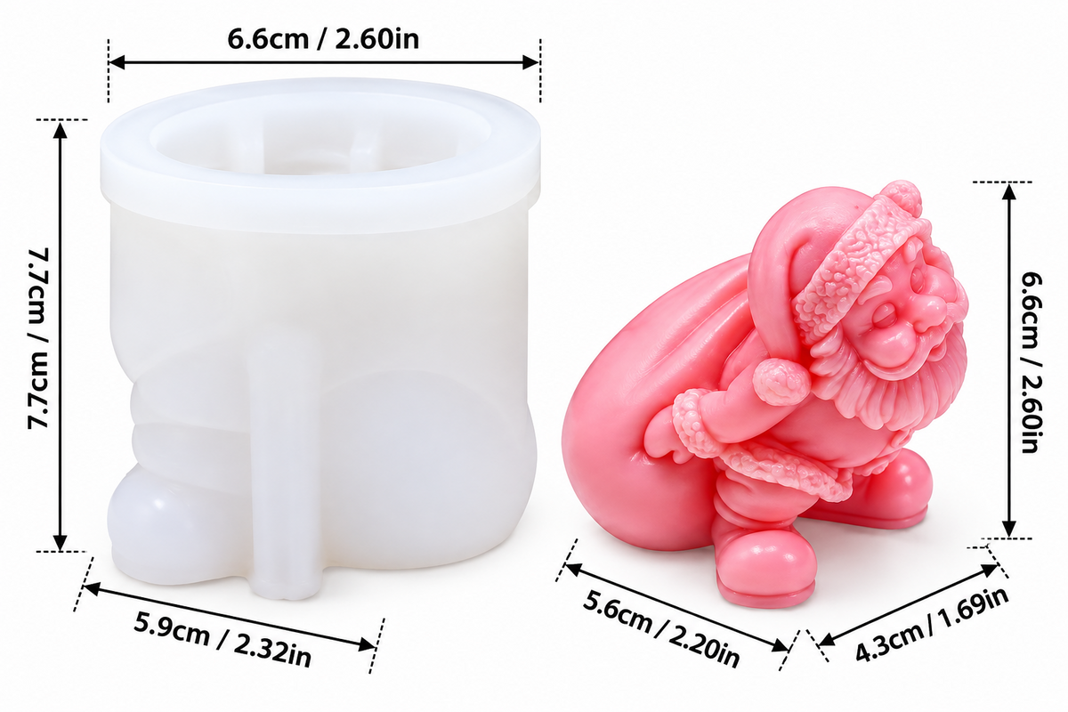 3D Santa Claus Silicone Candle Mould for Christmas DIY Wax Candles Festive Decor