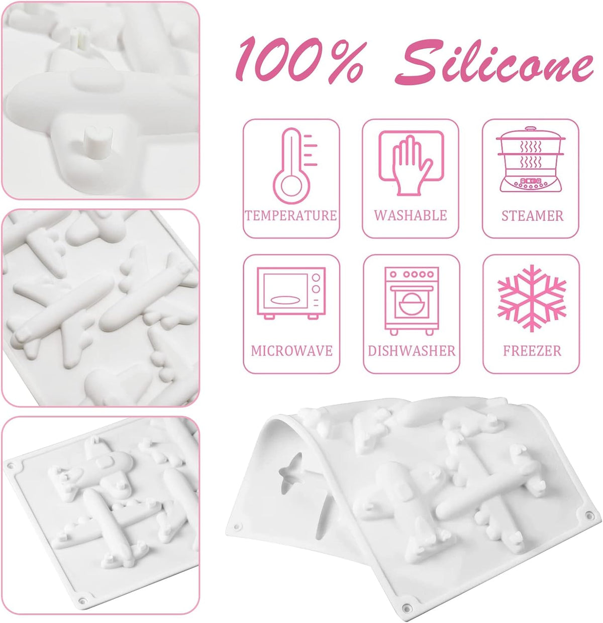 6 Cavity Airplane Silicone Mould Chocolate Candy Cake Decoration Jelly Soap