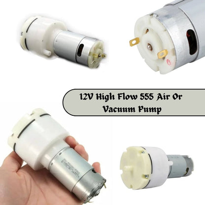 12V 555 High Flow 10LPM Air Vacuum Motor Exhaust Pump for DIY Manual Fish Tank Aeration Pump