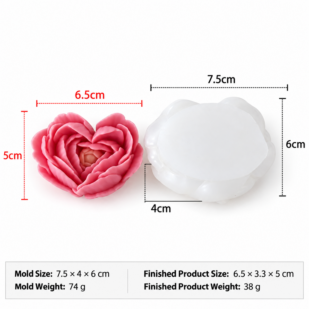 3D Heart-Shaped Rose Petal Silicone Candle Mold Aroma Candles Decorative Crafts & Gifts (Small)