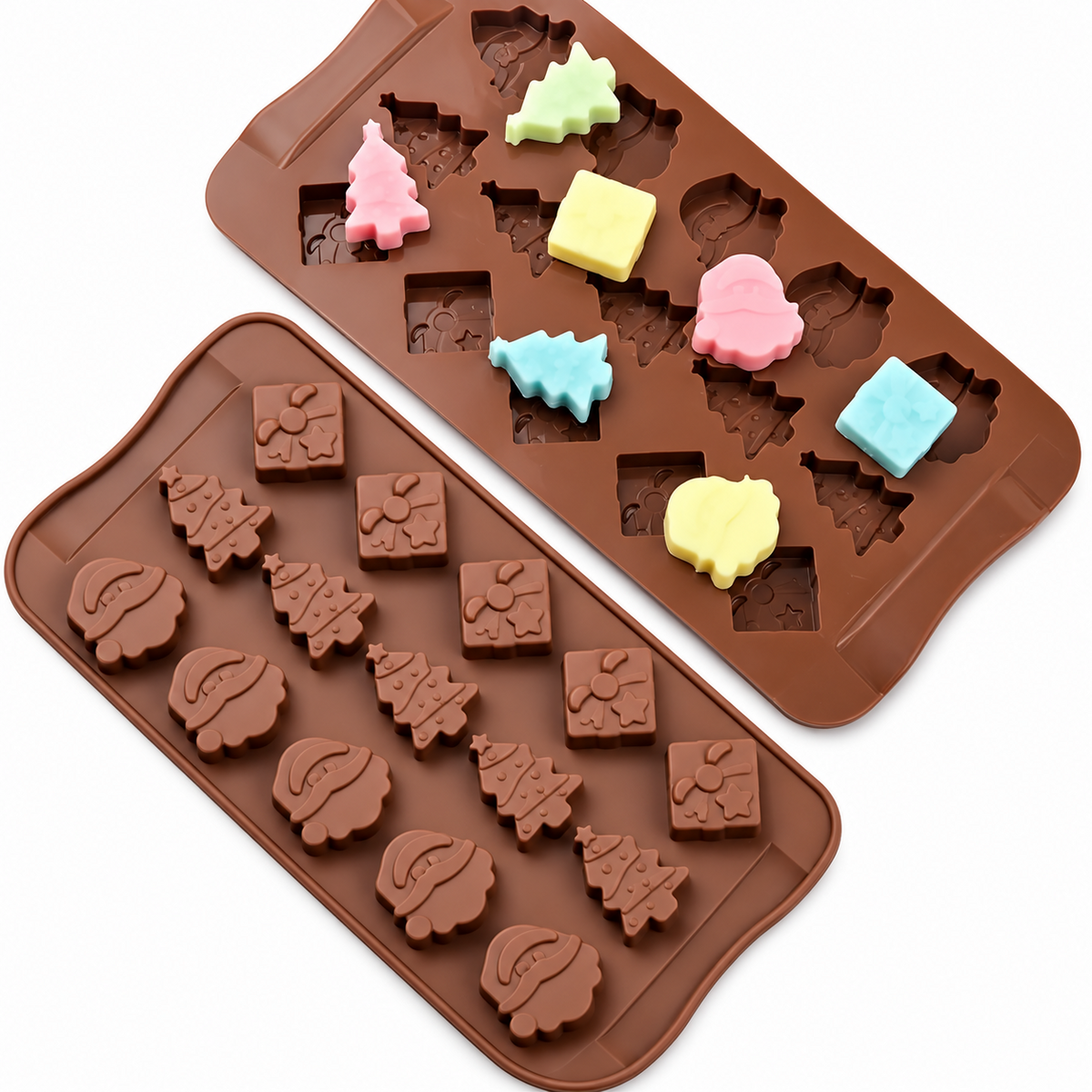 15 cavity Christmas Silicone Chocolate Mould Tray for Santa Hat Christmas Tree Candy Making