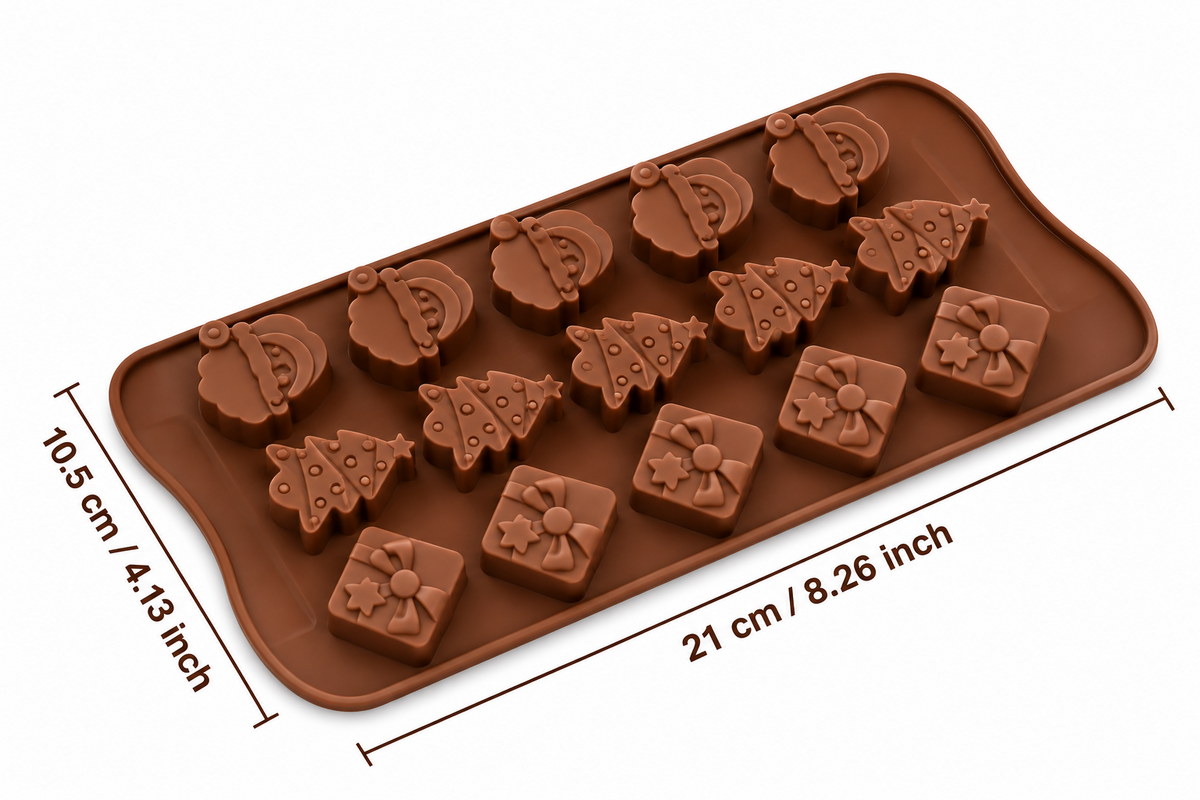 15 cavity Christmas Silicone Chocolate Mould Tray for Santa Hat Christmas Tree Candy Making