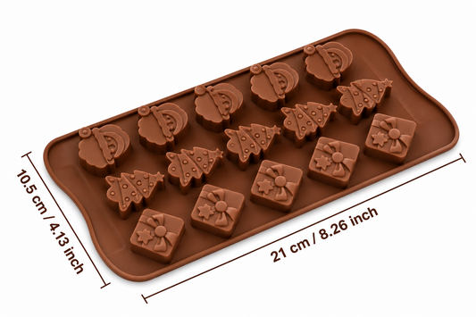 15 cavity Christmas Silicone Chocolate Mould Tray for Santa Hat Christmas Tree Candy Making