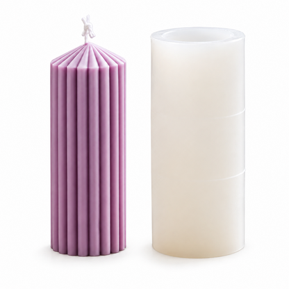 Ribbed Pillar Candle Silicone Mould for DIY Fluted Cylinder Decorative Candle Making (LARGE)