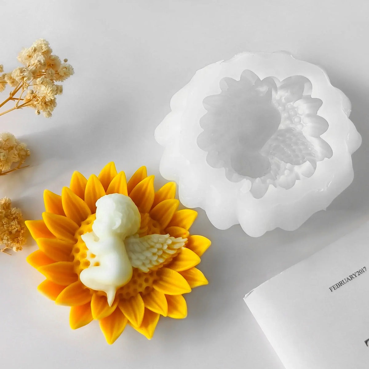 3D Sunflower Angel Baby Silicone Mold Candle Making Soap Cake Decoration & DIY Gifts
