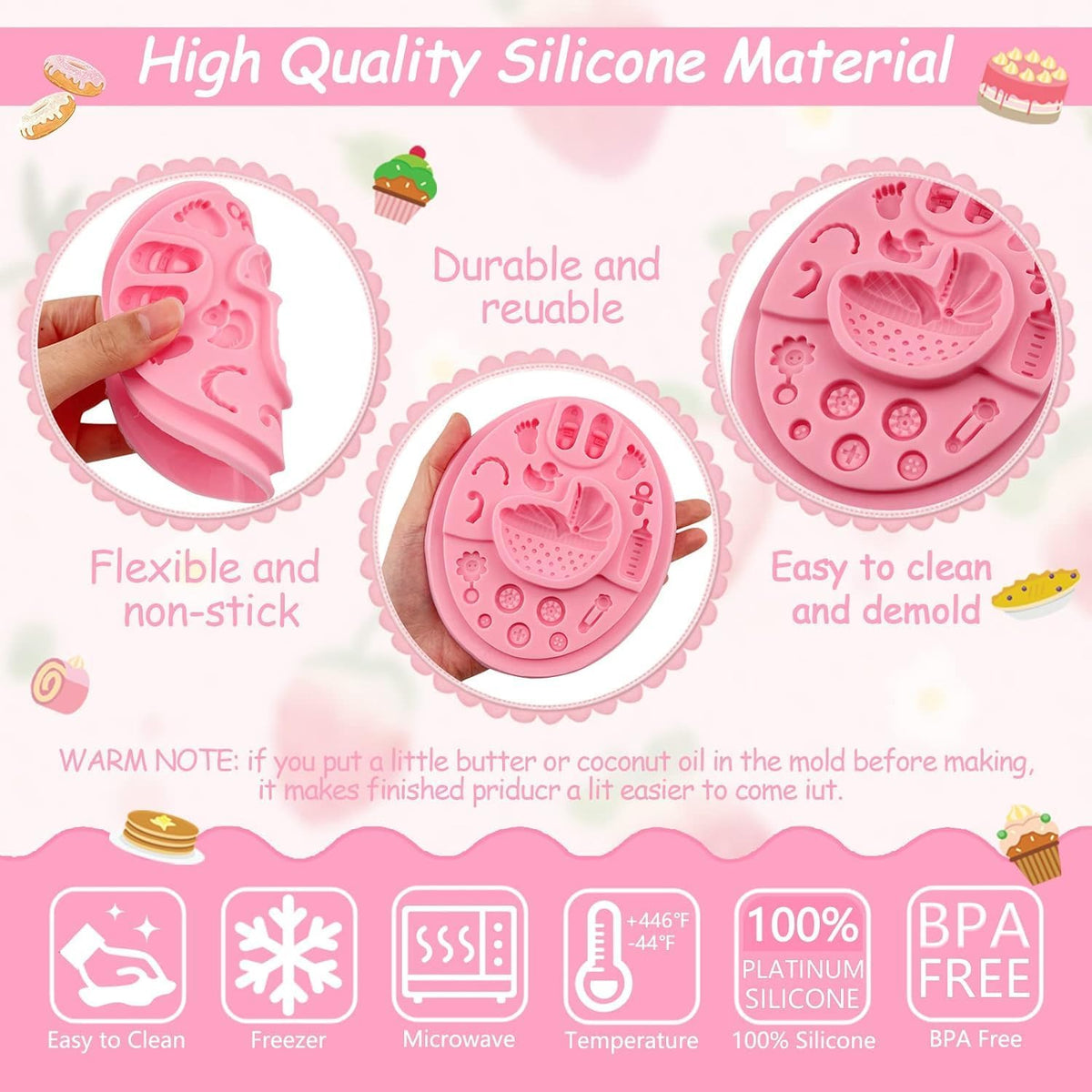 Baby Stroller Silicone Mould Cake Decoration Cupcake Candy Cookies Polymer Clay