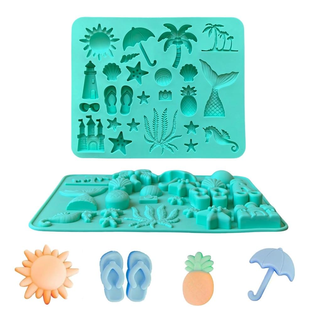 25 Cavity Beach Theme Silicone Mold for Chocolate Fondant & DIY Crafts