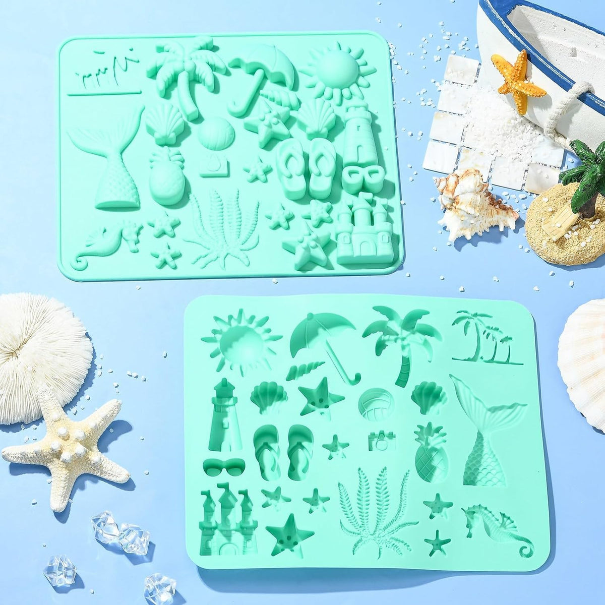 25 Cavity Beach Theme Silicone Mold for Chocolate Fondant & DIY Crafts
