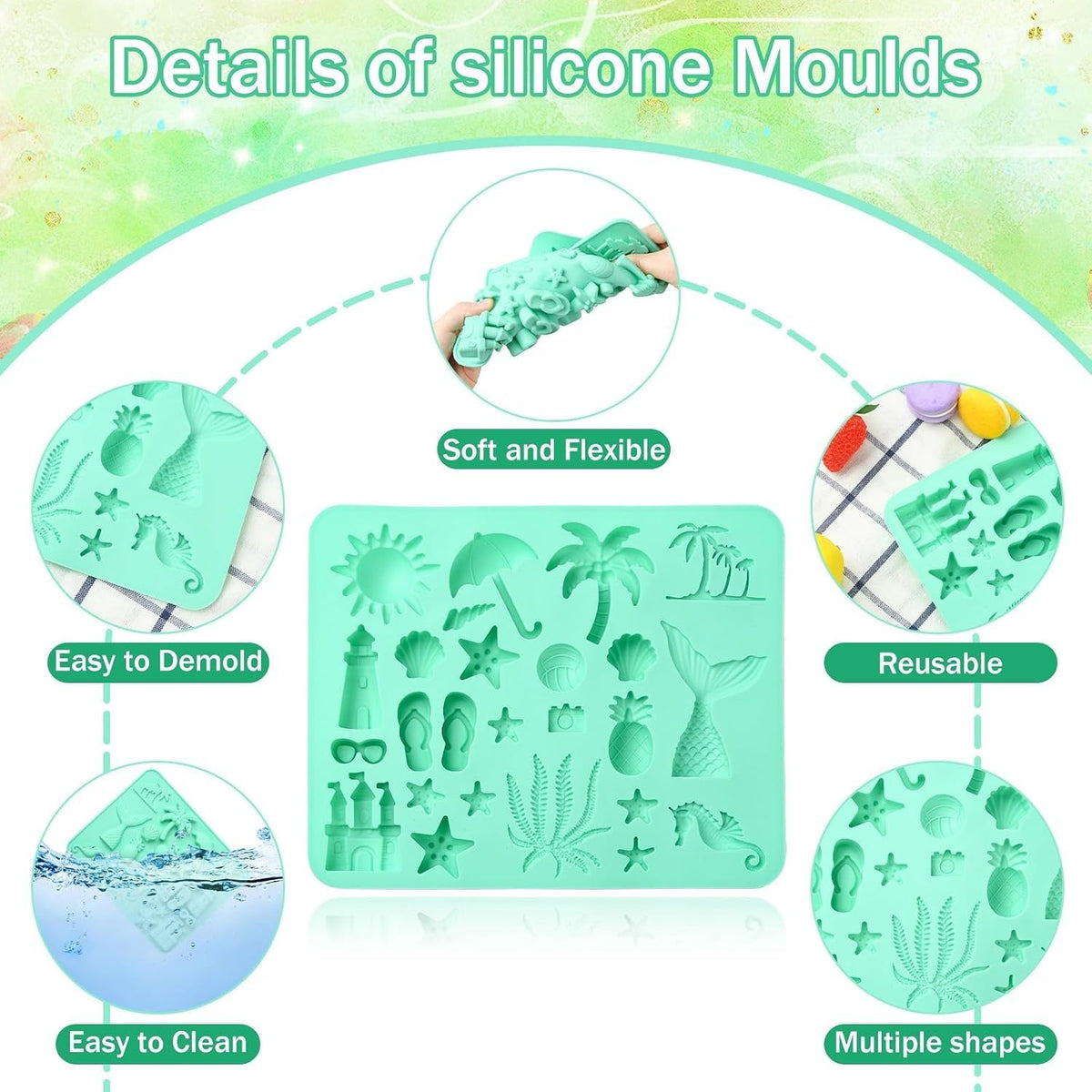 25 Cavity Beach Theme Silicone Mold for Chocolate Fondant & DIY Crafts