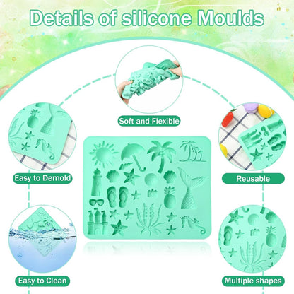 25 Cavity Beach Theme Silicone Mold for Chocolate Fondant & DIY Crafts