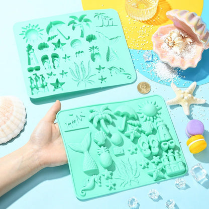 25 Cavity Beach Theme Silicone Mold for Chocolate Fondant & DIY Crafts