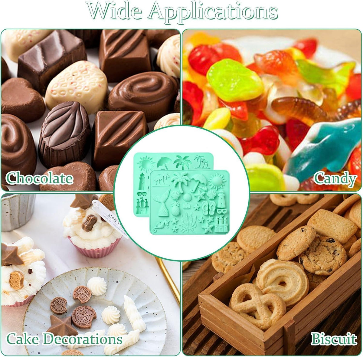 25 Cavity Beach Theme Silicone Mold for Chocolate Fondant & DIY Crafts