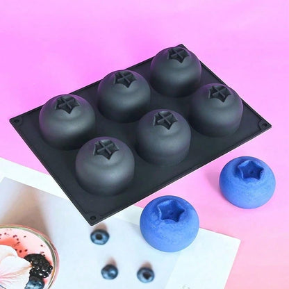 6 Cavity Blueberry Shape Silicone Mousse Cake Mold Candy Pudding Jelly Frosting