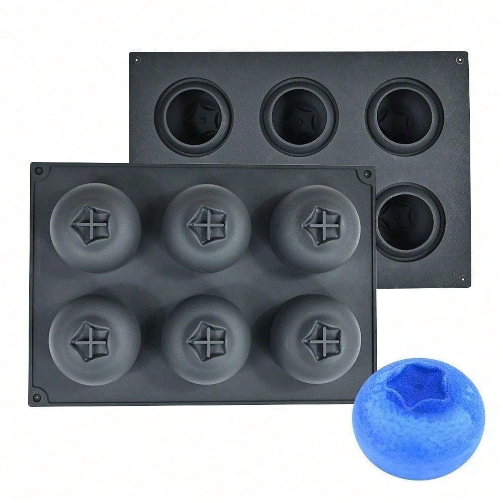6 Cavity Blueberry Shape Silicone Mousse Cake Mold Candy Pudding Jelly Frosting