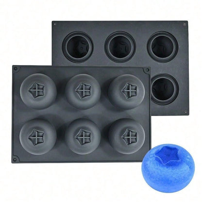 6 Cavity Blueberry Shape Silicone Mousse Cake Mold Candy Pudding Jelly Frosting