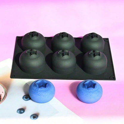 6 Cavity Blueberry Shape Silicone Mousse Cake Mold Candy Pudding Jelly Frosting