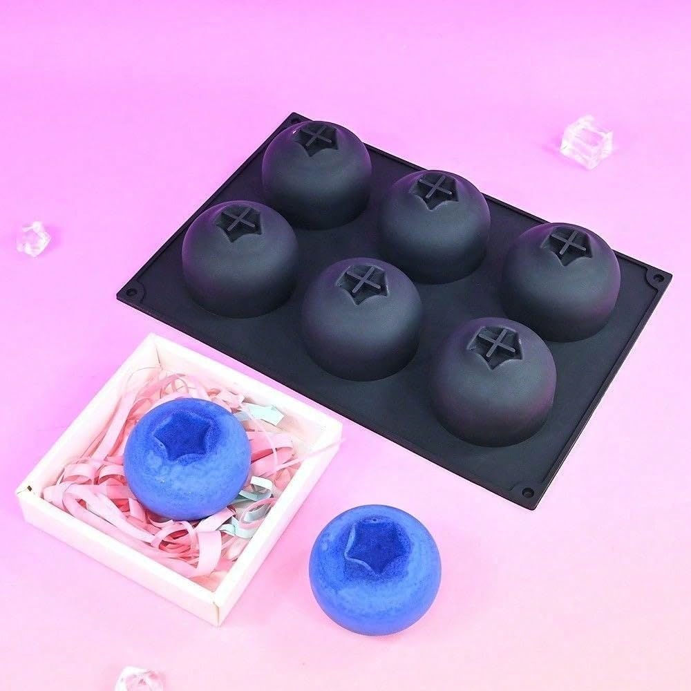 6 Cavity Blueberry Shape Silicone Mousse Cake Mold Candy Pudding Jelly Frosting