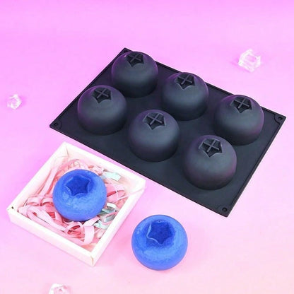 6 Cavity Blueberry Shape Silicone Mousse Cake Mold Candy Pudding Jelly Frosting