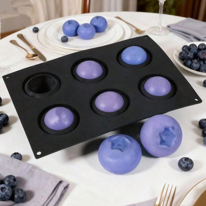 6 Cavity Blueberry Shape Silicone Mousse Cake Mold Candy Pudding Jelly Frosting