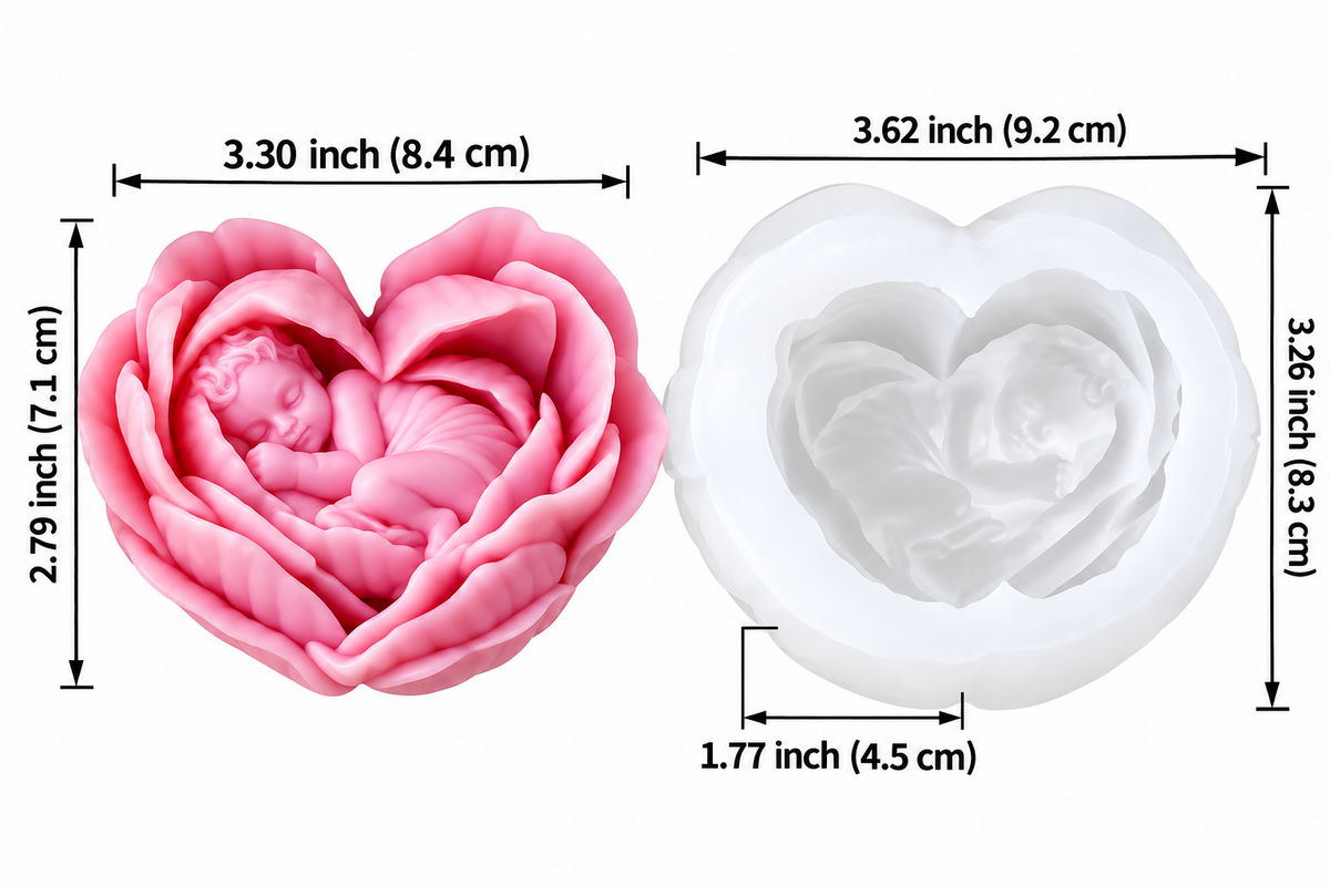 3D Heart Baby Rose Silicone Candle Mold DIY Scented Candles Decorative Gifts & Home Décor