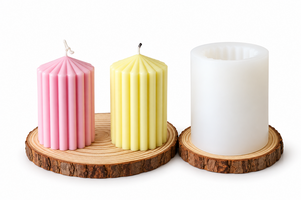 3D SMALL Ribbed Pillar Candle Silicone Mould for DIY Candle Making and Decorative Home Decor