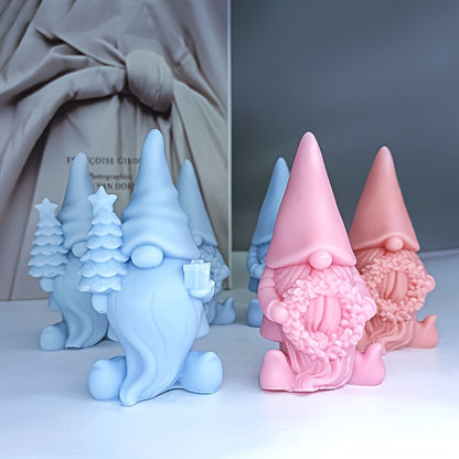 3D Christmas Gnome Tree Silicone Candle Mould for DIY Holiday Decorations