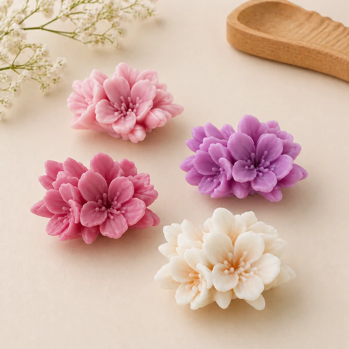 3D Cherry Blossom Flower Silicone Mould for Candle Making Soap Resin Art & DIY Crafts