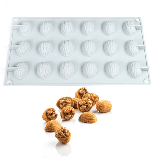18 Cavity Walnut Shape Silicone Mould for Chocolate Cookies Candy Baking