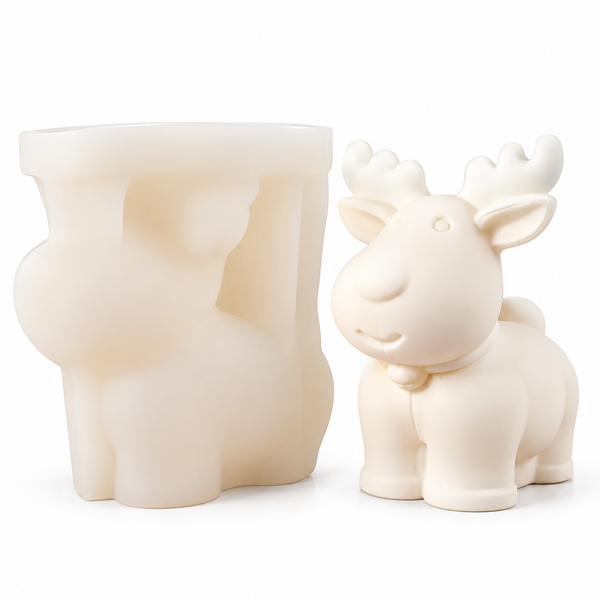 3D Cute Reindeer Silicone Mould for Candle Making Deer Figurine Christmas Decor