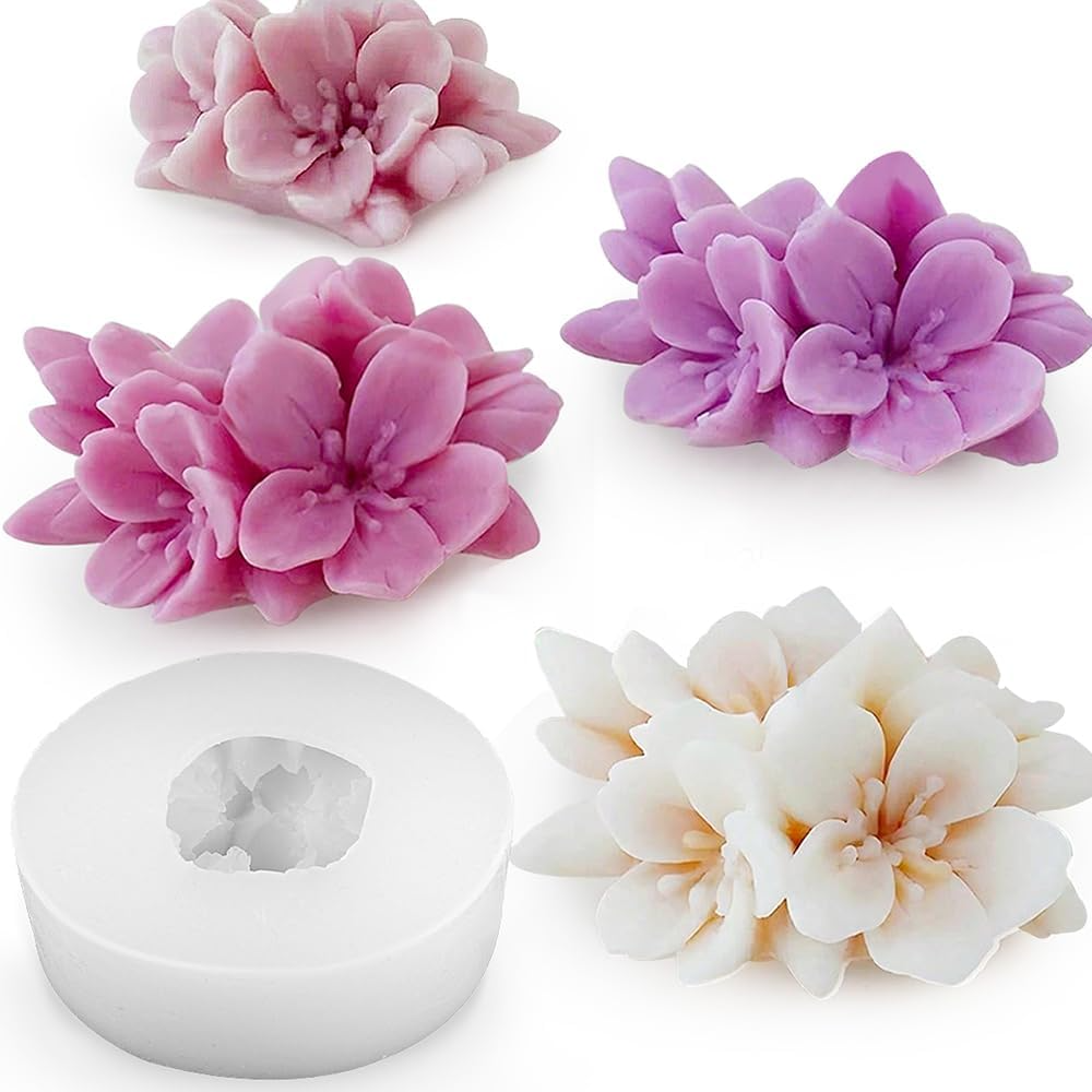 3D Cherry Blossom Flower Silicone Mould for Candle Making Soap Resin Art & DIY Crafts