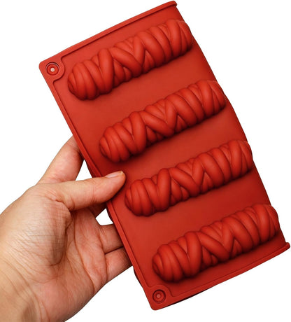 12 Cavity Twisted Bar Silicone Chocolate Mould for Chocolate Candy & Desserts