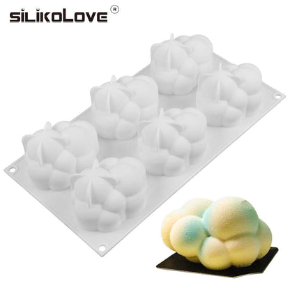6 Cavity 3D Cloud Shape Silicone Cake Mould Pudding Chocolate Soap Lotion Bar