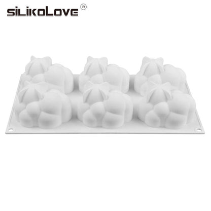 6 Cavity 3D Cloud Shape Silicone Cake Mould Pudding Chocolate Soap Lotion Bar