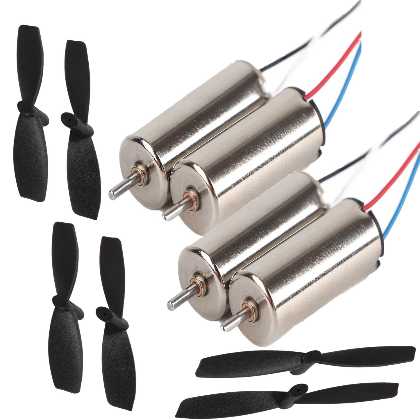 (4 Motor + 6 Propeller) Coreless Motor DC 3.7V 07x16mm Micro Coreless Motor with Propeller High-Speed Mini Multi Copter Quadcopter 51000RPM