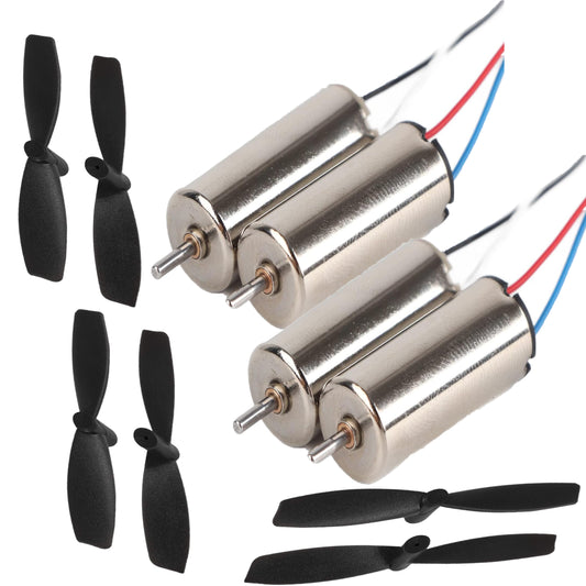 (4 Motor + 6 Propeller) Coreless Motor DC 3.7V 07x16mm Micro Coreless Motor with Propeller High-Speed Mini Multi Copter Quadcopter 51000RPM