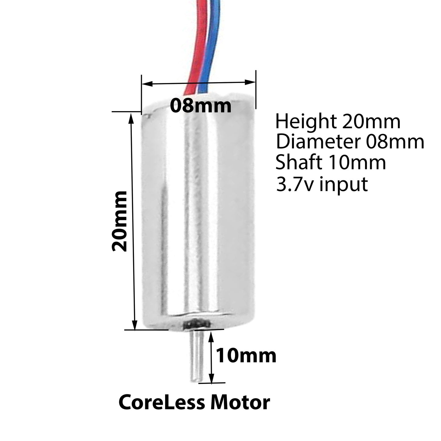 20X08mm (4 Motor + 6 Propeller) Coreless Motor DC 3.7V High Speed 51000RPM Micro Coreless Motor with Propeller High-Speed Mini Multi Copter Quadcopter