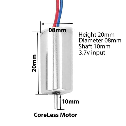 20X08mm (4 Motor + 6 Propeller) Coreless Motor DC 3.7V High Speed 51000RPM Micro Coreless Motor with Propeller High-Speed Mini Multi Copter Quadcopter