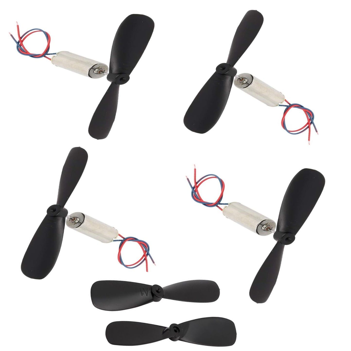 20X08mm (4 Motor + 6 Propeller) Coreless Motor DC 3.7V High Speed 51000RPM Micro Coreless Motor with Propeller High-Speed Mini Multi Copter Quadcopter