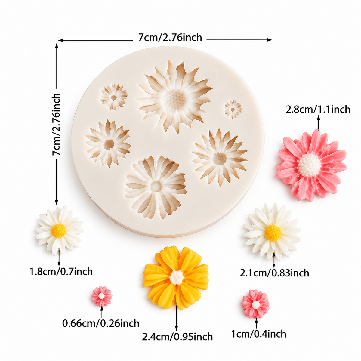 6 Cavity Multi Design Flower Silicone Mould for Fondant Chocolate Cake Decoration