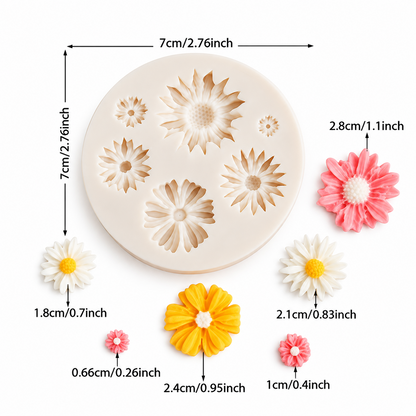 6 Cavity Multi Design Flower Silicone Mould for Fondant Chocolate Cake Decoration