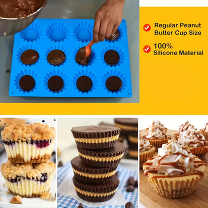 12 Cavity Fluted Cupcake Silicone Mold Cupcakes Chocolate Jelly Pudding Soap